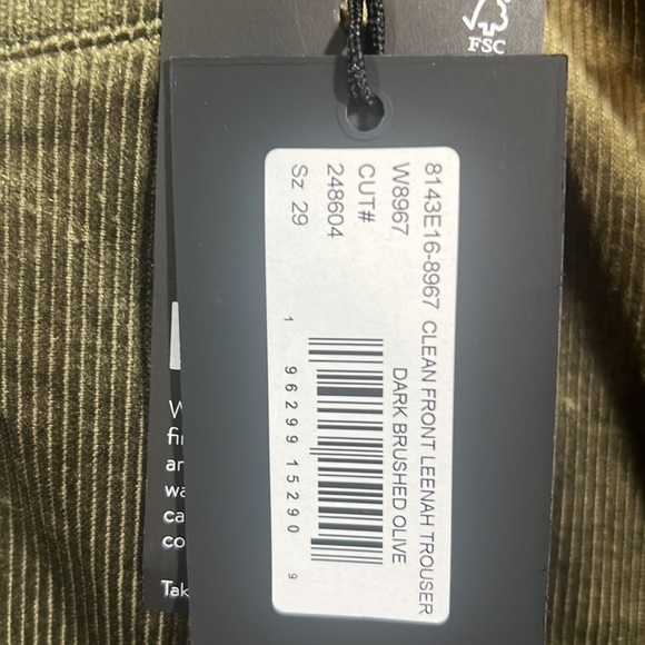 Paige Clean Front Leenah Trousers Flare Corduroy Pants Brushed Dark Olive 29 - Picture 14 of 15